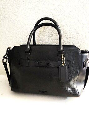 Coach Blake Black Leather 2 Way Shoulder Bag/ Satchel